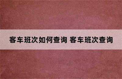 客车班次如何查询 客车班次查询